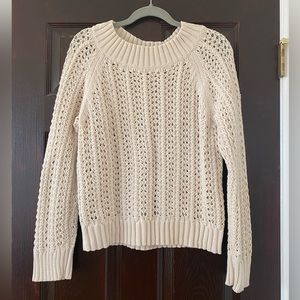 J. Crew Wide-Neck Beach Pointelle Knit Sweater Cream Color Size Small